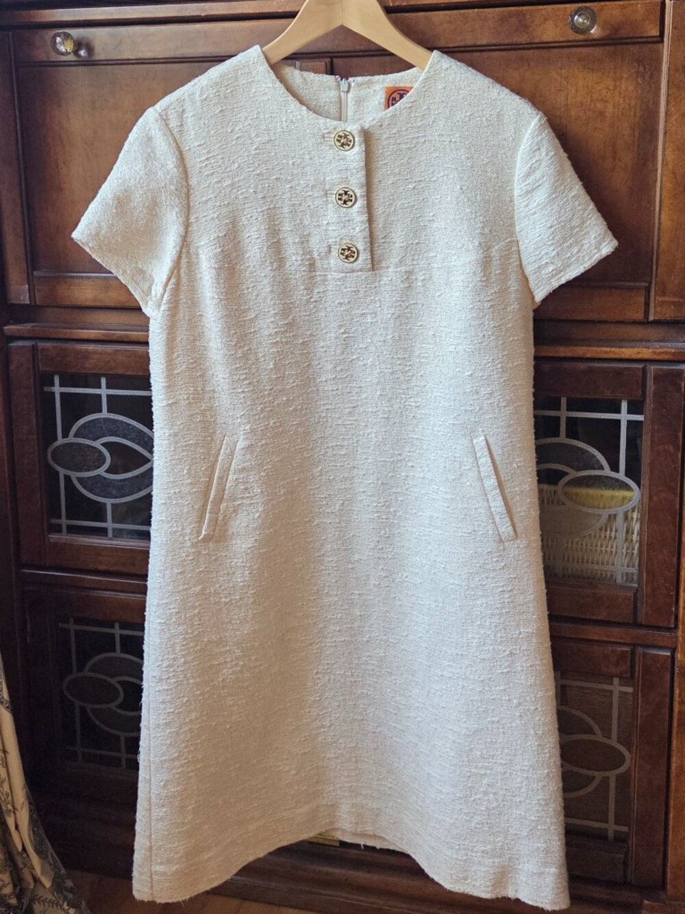 Gorgeous Tweed-style Tory Burch Ivory White Dress